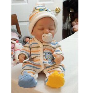 🆕12Inch Full Cloth Body With Vinyl Limbs Small Baby Doll Girl Realistic Doll